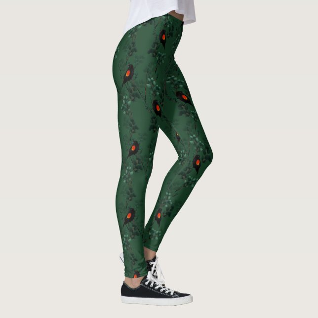 Red-Winged Blackbird Mönster Leggings (Höger)