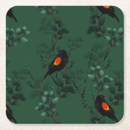 Red-Winged Blackbird Mönster Underlägg Papper Kvadrat