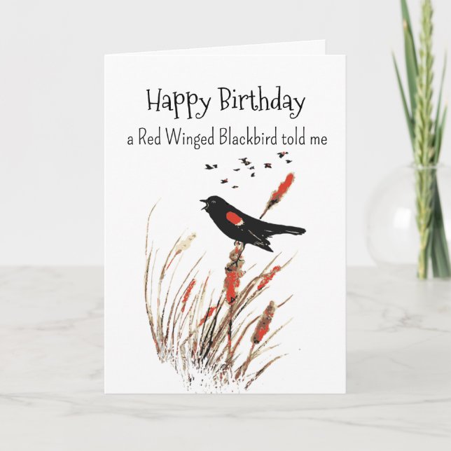 Red Winged Blackbird Personality Birthday Roligt B Kort (Framsida)