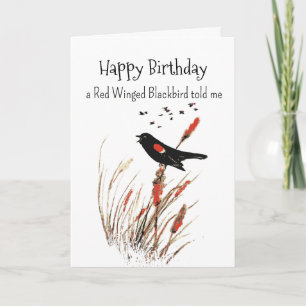 Red Winged Blackbird Personality Birthday Roligt B Kort