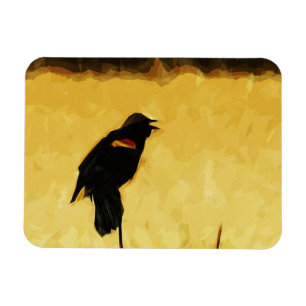 Red-Winged Blackbird Singing Abstrakt Magnet