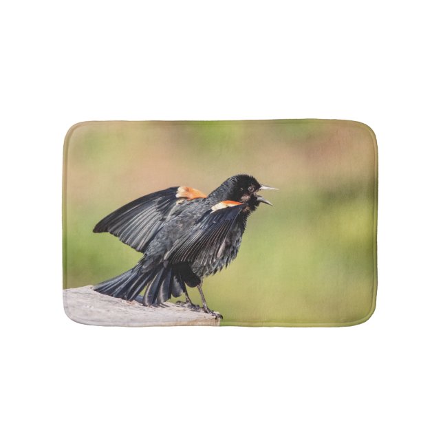 Red Winged Blackbird Singing Badrumsmatta (Framsidan)