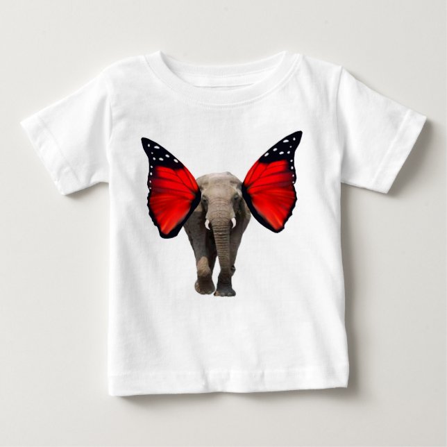 Red Winged Elephant Baby T-Shirt (Framsida)