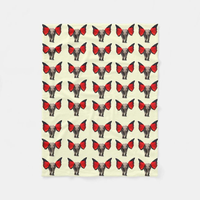 Red Winged Elephant Blanket Fleecefilt (Framsidan)