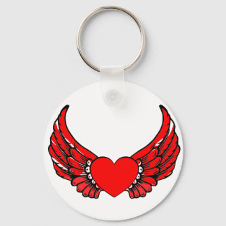 Red Winged Hearts Nyckelring