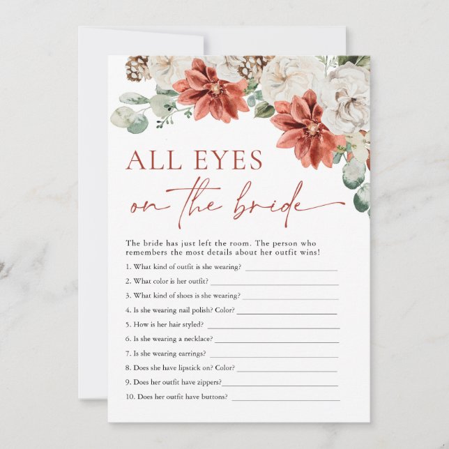 Red Winter All Ögon på Bride Möhippa Game Inbjudningar (Framsida)