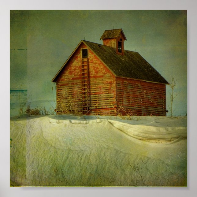 Red Winter Barn Poster (Framsidan)