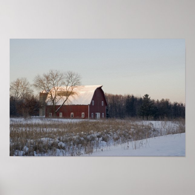 Red Winter Barn Poster (Framsidan)