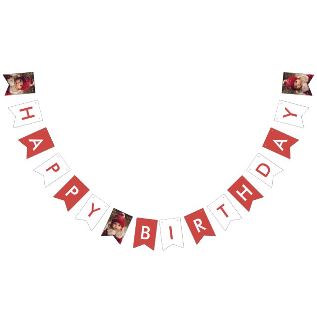 Red Winter Bear & Snögubbar Grattis på födelsedage Vimplar (Alla)