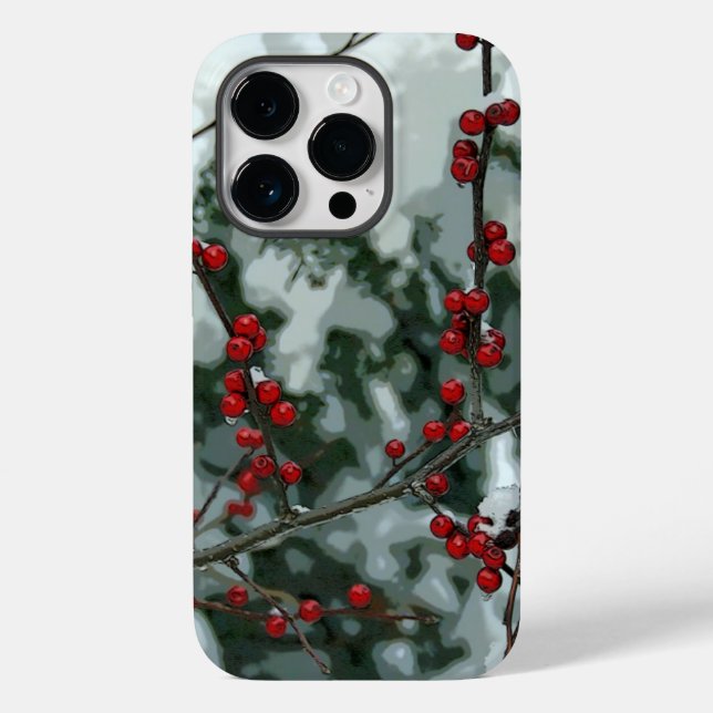 Red Winter Berries Helgdag Cell Phone Case (Baksida)