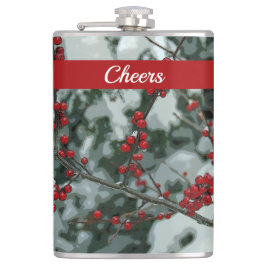 Red Winter Berries Helgdag Drink-kolv Fickplunta