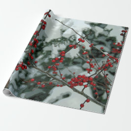 Red Winter Berries Helgdag Wrapping Papper Presentpapper