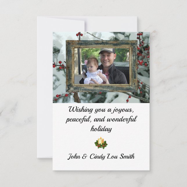 Red Winter Berries jul - Helgdag - platt kort (Framsida)