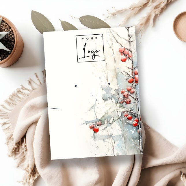 Red Winter Berries Logotyp Earring Necklace Holder Visitkort (Skapare uppladdad)