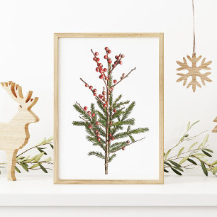 Red Winter Berries och Gräs Poster
