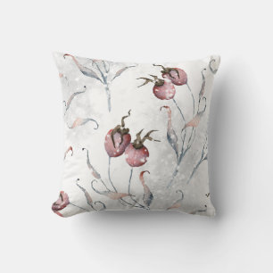 Red Winter Berries Vintage Watercolor Kudde
