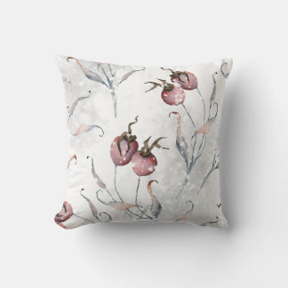 Red Winter Berries Vintage Watercolor Kudde