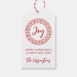 Red Winter Berries Wandeans. Vattensfärgad jul Presentetikett