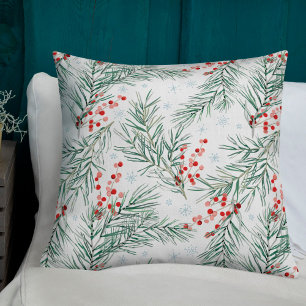 Red Winter Berry Botanical jul Kudde