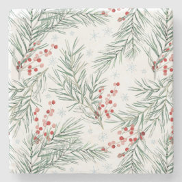 Red Winter Berry Botanical jul Stenunderlägg