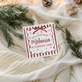 Red Winter Birthday Napkin Design Pappersservett