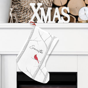Red Winter Cardinal Personlig jul Liten Julstrumpa