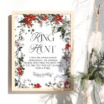 Red Winter Evergreen Ring Hunt Möhippa Game Poster<br><div class="desc">Möhippan Red Winter Evergreen Ring Hunt Poster romantik och skönheten i ett vinterland med en gnutta festlig charm. Utformningen har en vattenfärgad illustration av evergreen grenar som dammats med snö och som skapar en mjuk, föränderlig bakgrund för ett firande. Röda blommigtar och bär är sammanflätade med gröna, ge utformningen av...</div>
