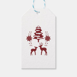 Red Winter Forest & Deer Holiday Presentetikett