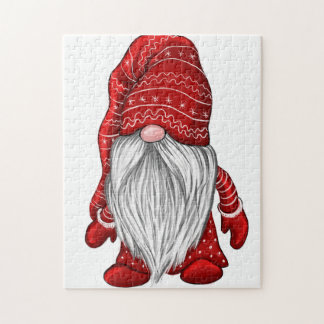 Red Winter Gnome Jigszle Puzzle Pussel