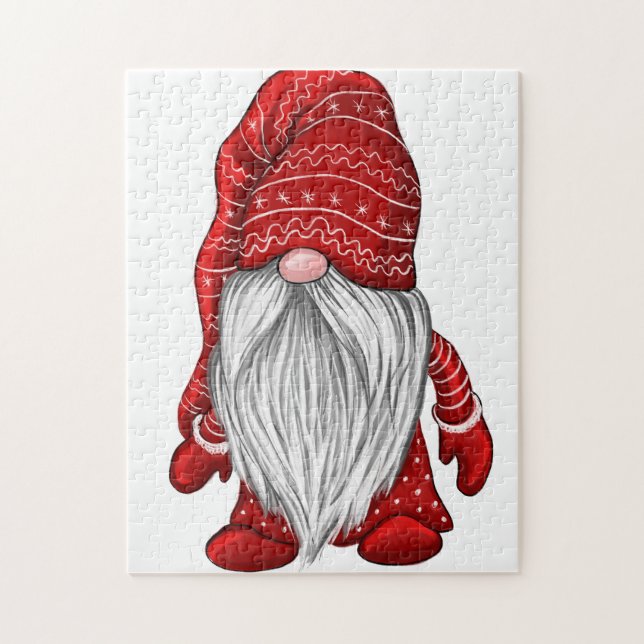 Red Winter Gnome Jigszle Puzzle Pussel (Vertikal)