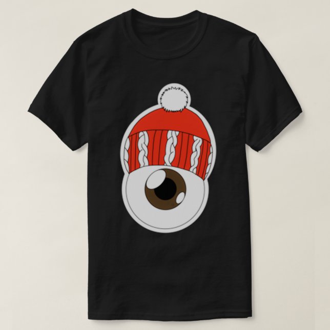 Red Winter Hat Eyeball Brown Iris T Shirt (Design framsida)