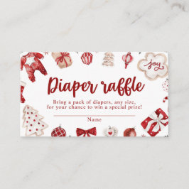 Red Winter jul Baby Shower Diaper Raffle Tilläggskort