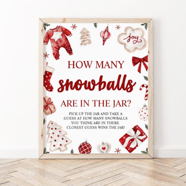 Red Winter-julen gissar hur många snöbullar som sp Poster (Skapare uppladdad)