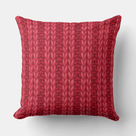 Red Winter Knitting Wooly Mönster Kudde
