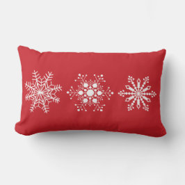 Red Winter Pillow med Snöflingor Lumbarkudde