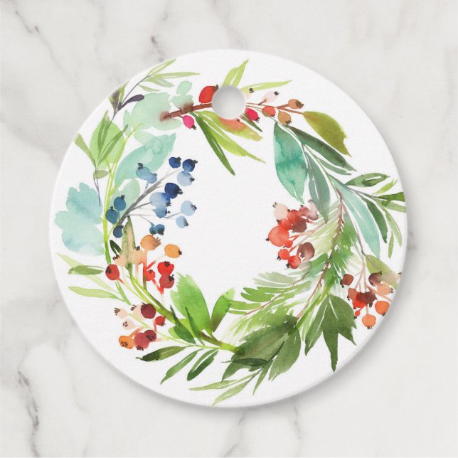 Red Winterberry och Juniper WandeGod Jul Gåvor Etiketter (Framsida)