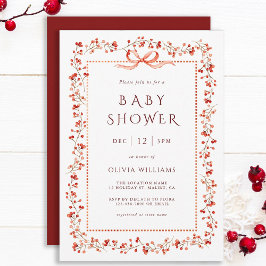 Red Winterberry Ram Girl Baby Shower Inbjudningar