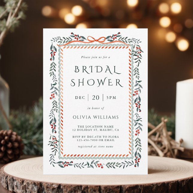 Red Winterberry Ram Möhippa Inbjudningar (Skapare uppladdad)