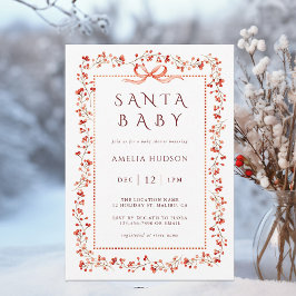 Red Winterberry Ram Santa Baby Shower Inbjudningar