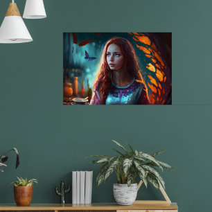 Red Witch, Blue Eyed, Rödhårig Beauty Poster