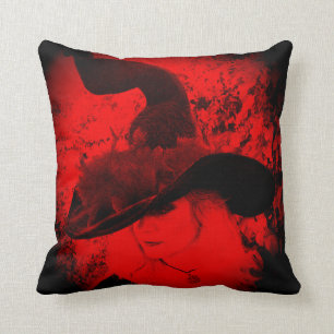 Red Witch Pillow Pagan Wiccan Cushion Kudde