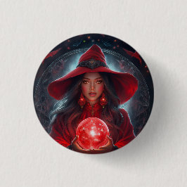 Red Witch With Crystal Ball And Amazing Background Knapp