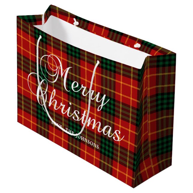 Red with Green and Gold Christmas Plaid (Framsidan Vinklad)
