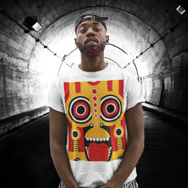 Red with Orange Tiki Art T Shirt