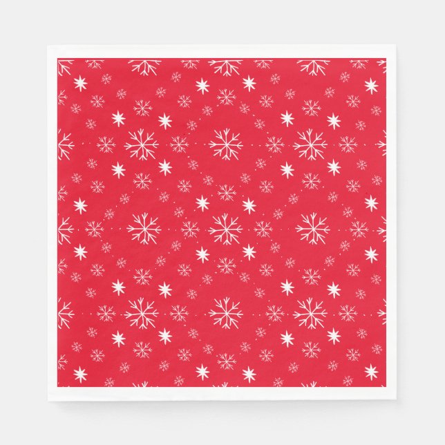 Red With White Snowflakes Paper Plate Pappersservett (Framsidan)
