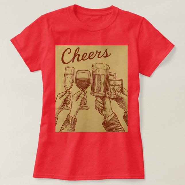 Red Women's Cheers Drinks Toasting T-Shirt (Design framsida)