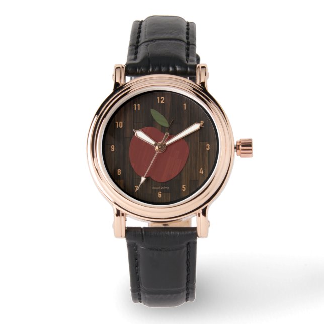 Red Wood Apple Watch Armbandsur (Framsida)