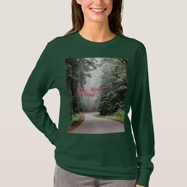 Red Wood Forest Women's Grönt Långärmad T Shirt (Framsida)