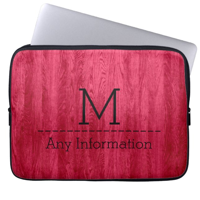Red Wood Grain Struktur Monogram Laptop Fodral (Framsidan)