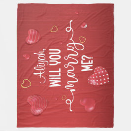 Red Wood Hearts Giftermål Frieri Fleecefilt